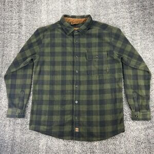 Venado Plaid Fleece Shacket Men's XLT Long Sleeve Button Up Shirt Jacket Green